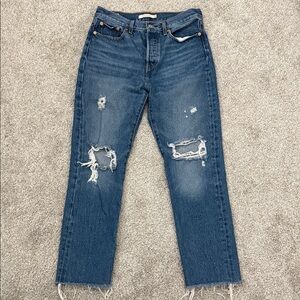 Levi's Blue Distressed Ankle Jeans